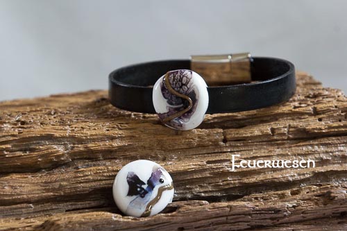 Armband Galsperlenspiel schwarz weiß